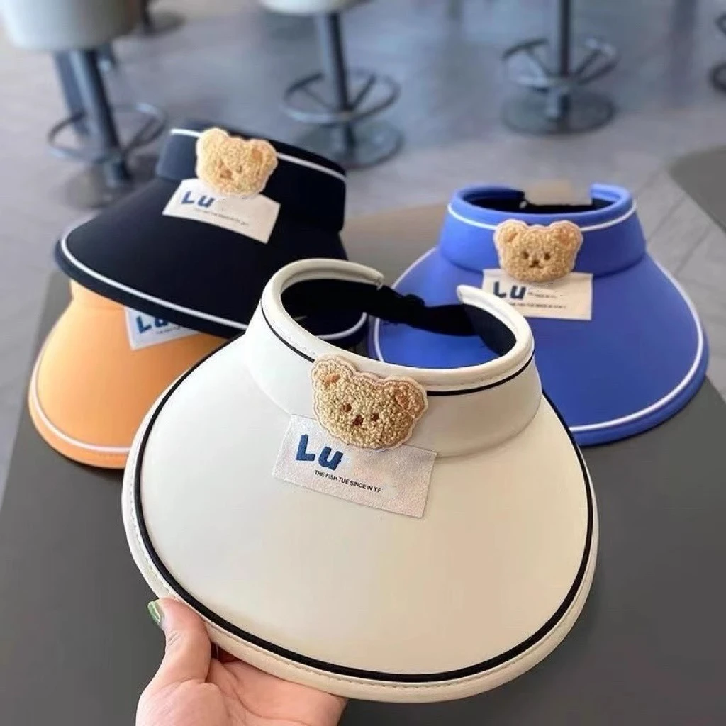 B少儿防晒遮阳帽夏季防晒帽男童女童小熊遮阳帽少儿防晒帽防紫外