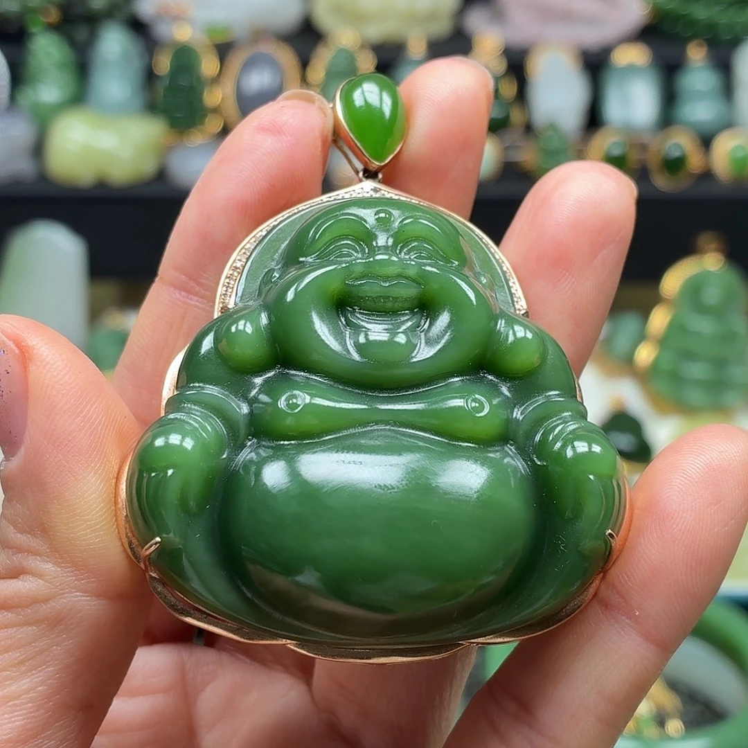 和田玉18K金镶嵌颈饰