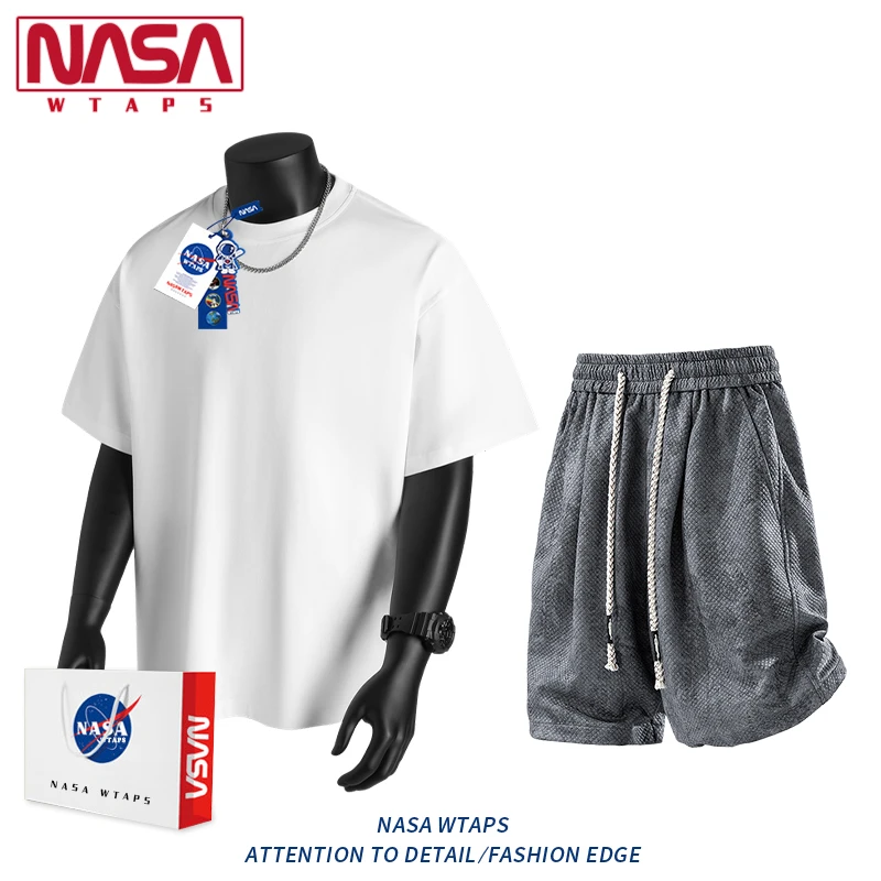 NASA WTAPS美式重磅短袖t恤男夏季薄款透气圆领纯色简约百搭体恤