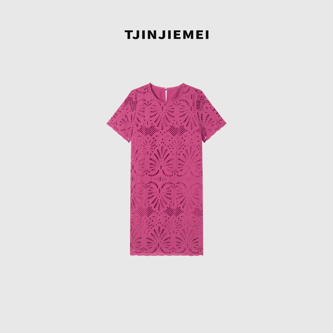 T井姐妹【莓烦恼】设计感精致镂空刺绣气质优雅中长裙LYQ2506-ZT361