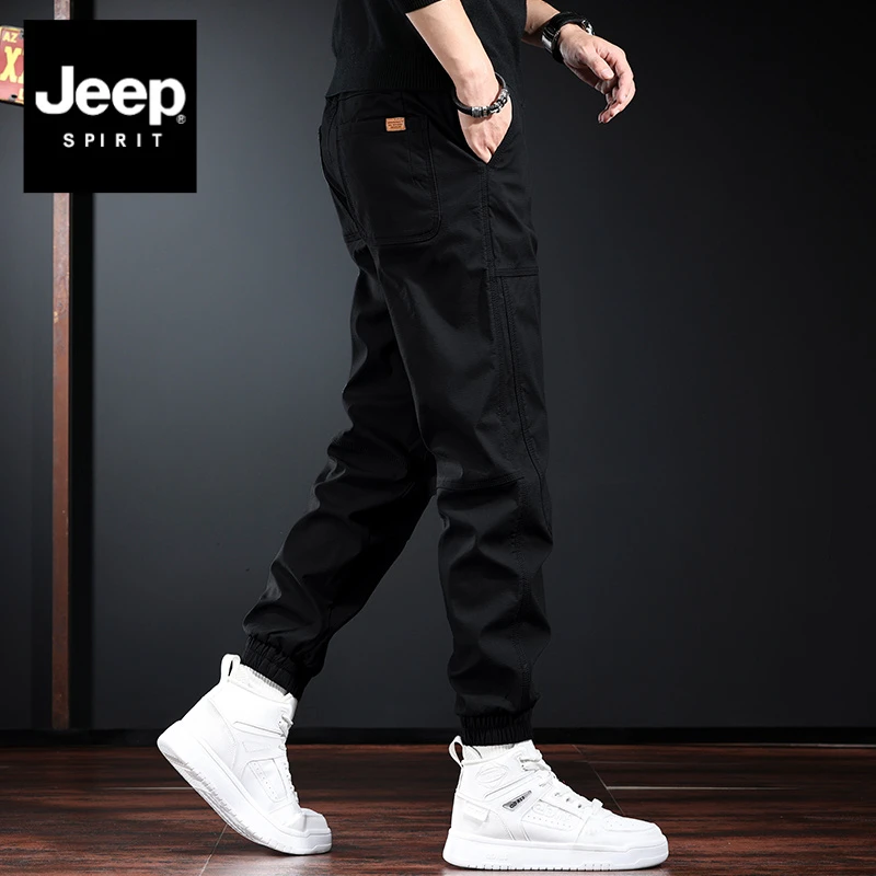 JEEPSPIRIT吉普美式工装休闲裤子男款秋冬款潮牌厚款束脚工装长裤