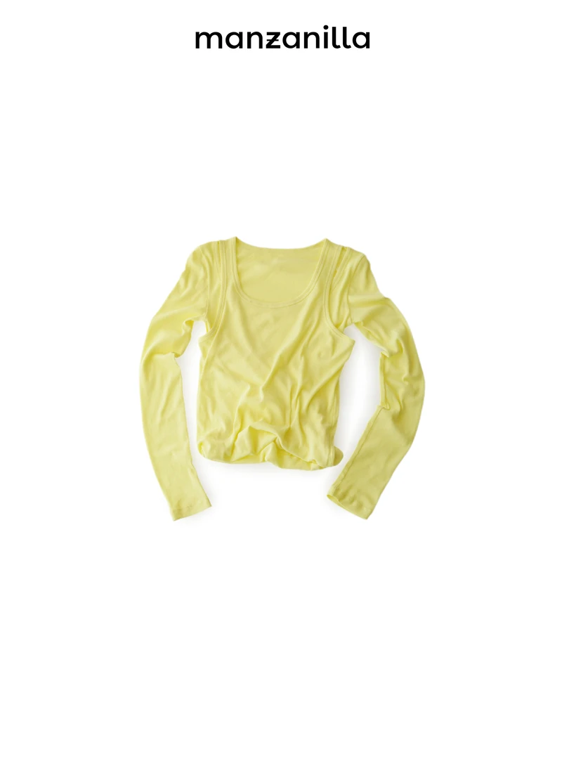 Manzanilla 25ss 假两件U领T恤