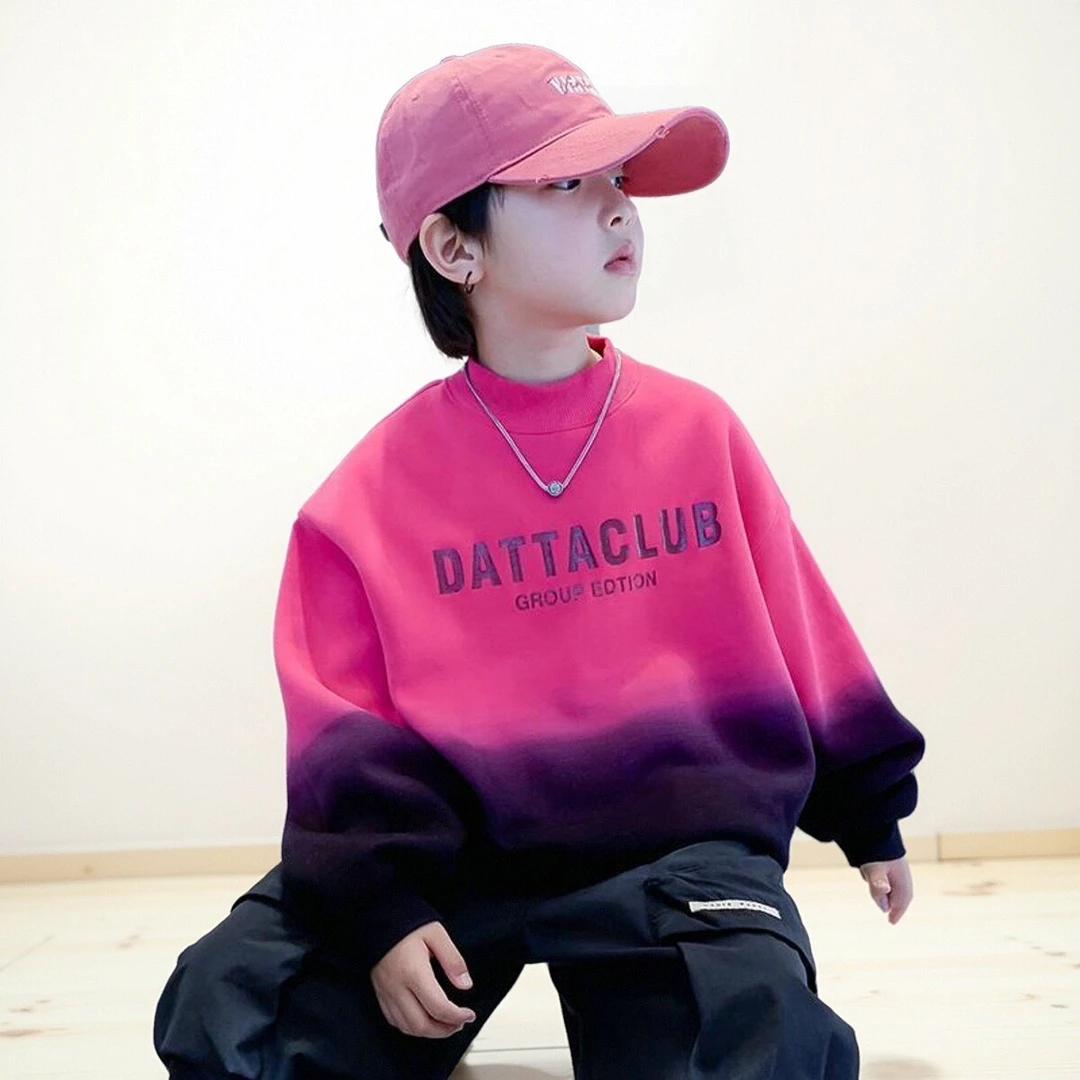 男童撞色卫衣春秋2025新款洋气大童时髦上衣儿童男孩长袖打底衫潮