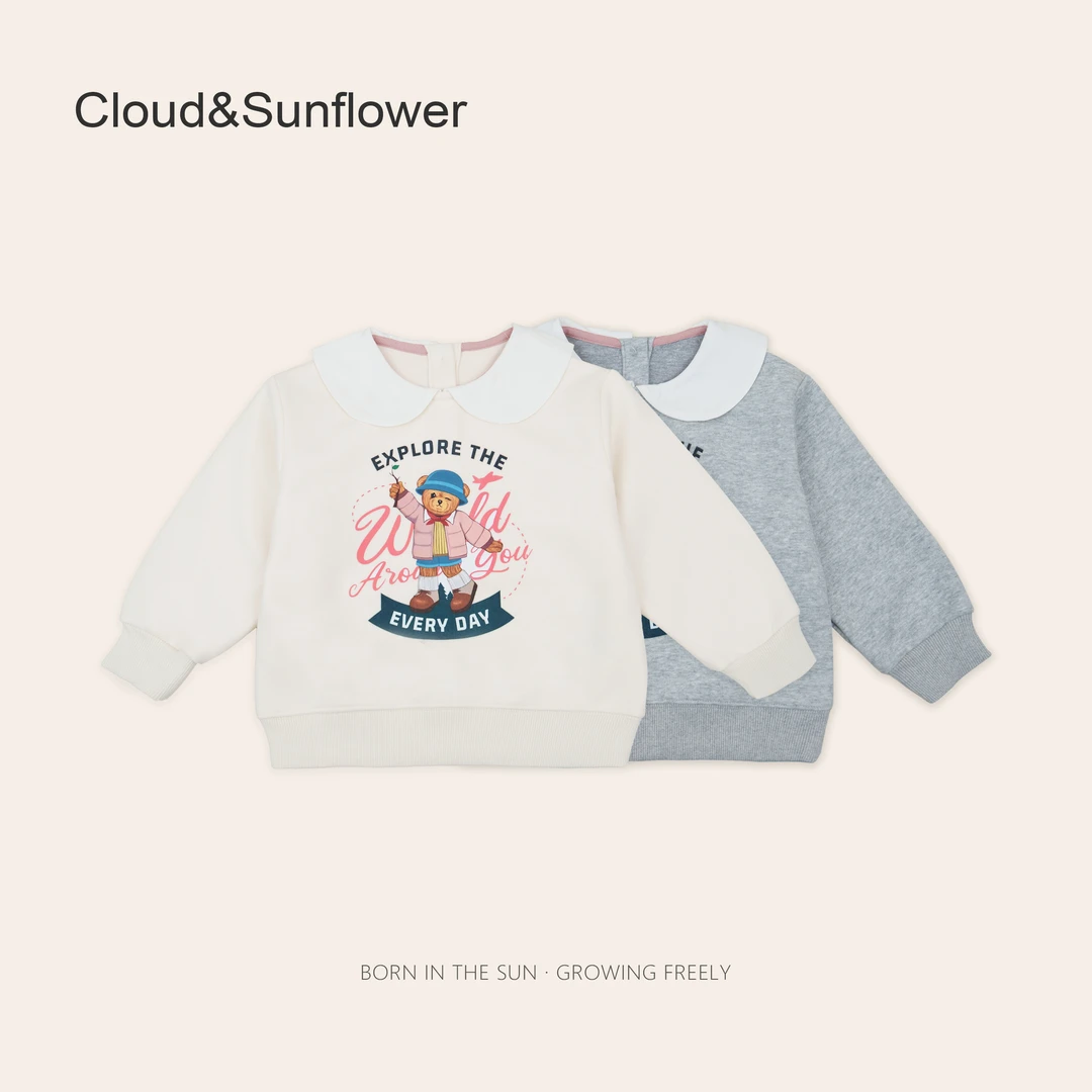 女童娃娃领小熊探索每天圆领休闲卫衣1112758