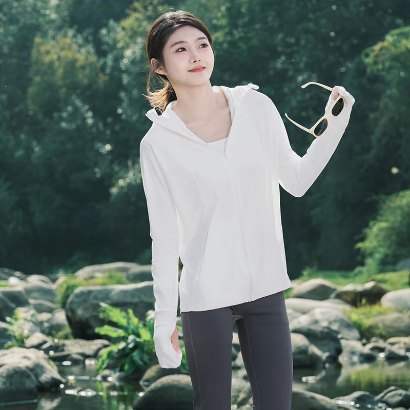 夏季轻薄透气运动冰丝防晒衣中长款骑行服户外防紫外线凉感外套