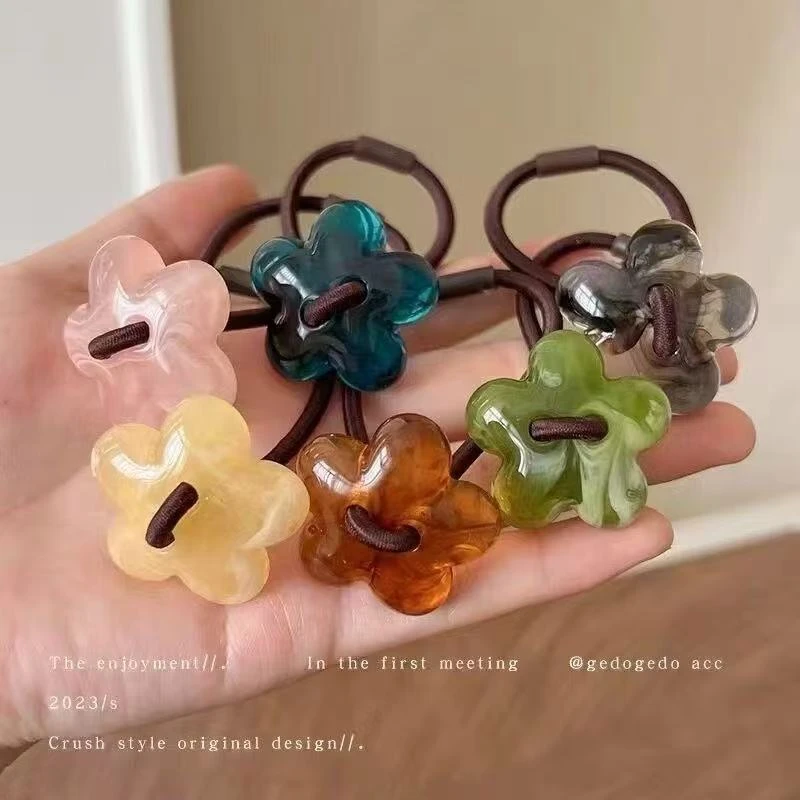 新款花朵发圈头绳扎头发简约可爱皮筋扎头发高弹力发绳成人橡皮筋