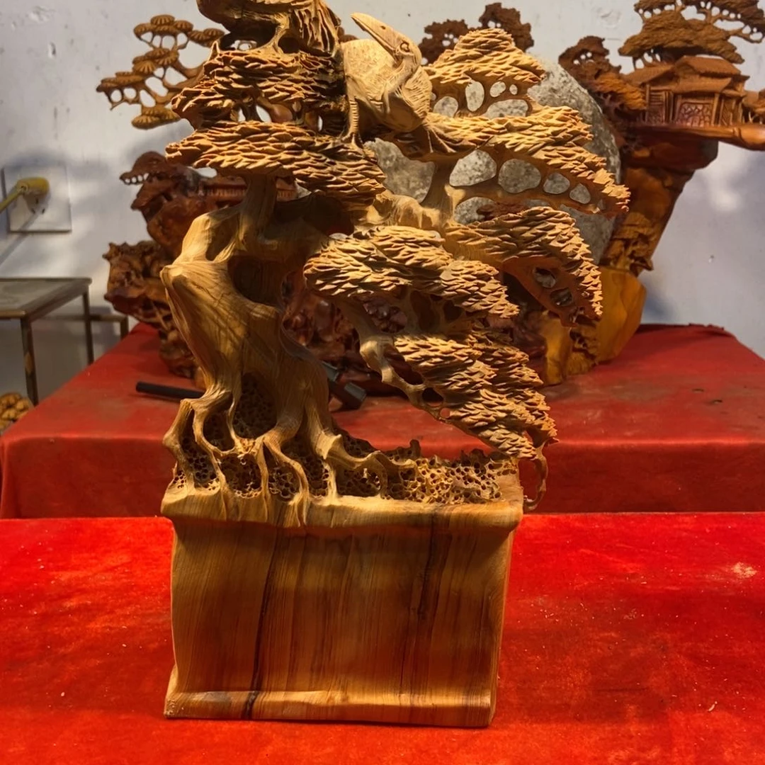 柏木（崖柏）崖柏摆件（迎客松