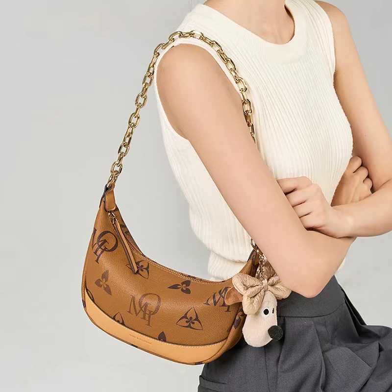 拉链碎花文艺风双根单根单肩包饺子包百搭小包包