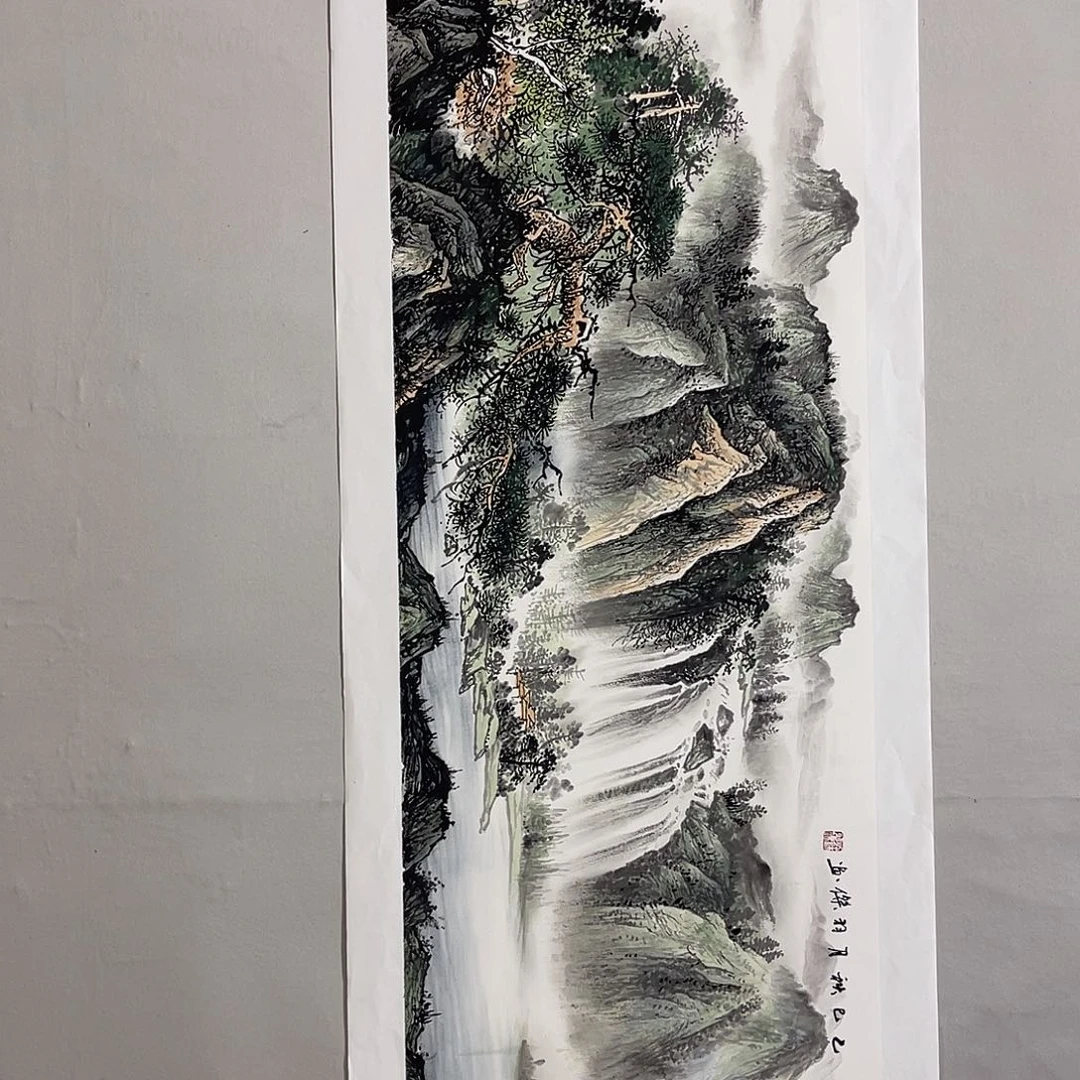 国画梁羽杰180/50青绿山水