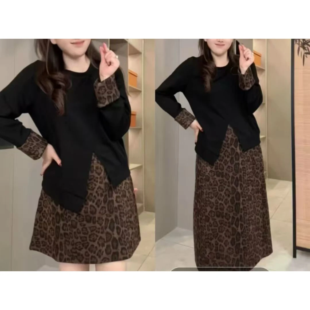 9176-2025年秋季新款时尚气质设计感显瘦上衣+半身裙两件套