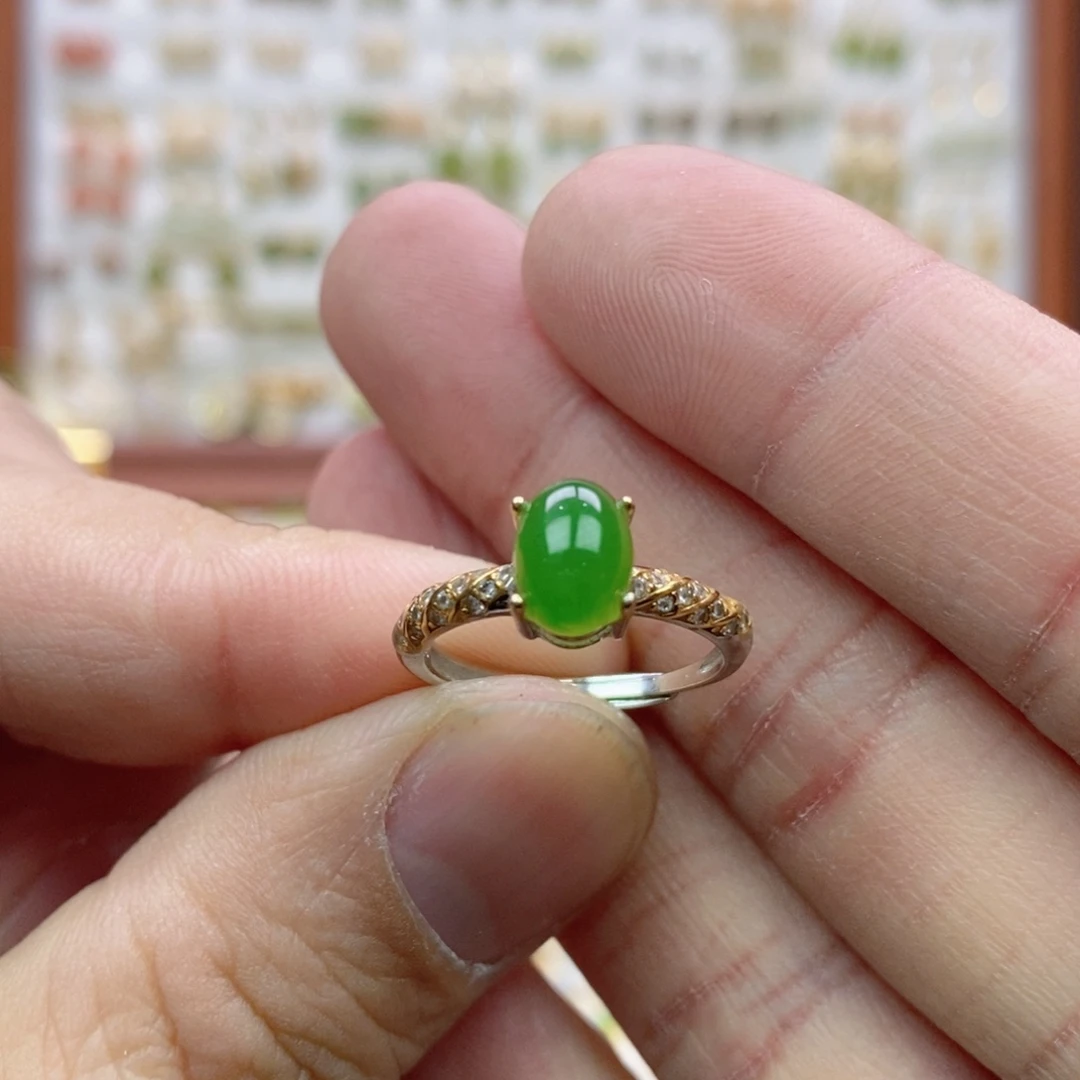 和田玉银S925镶嵌戒指