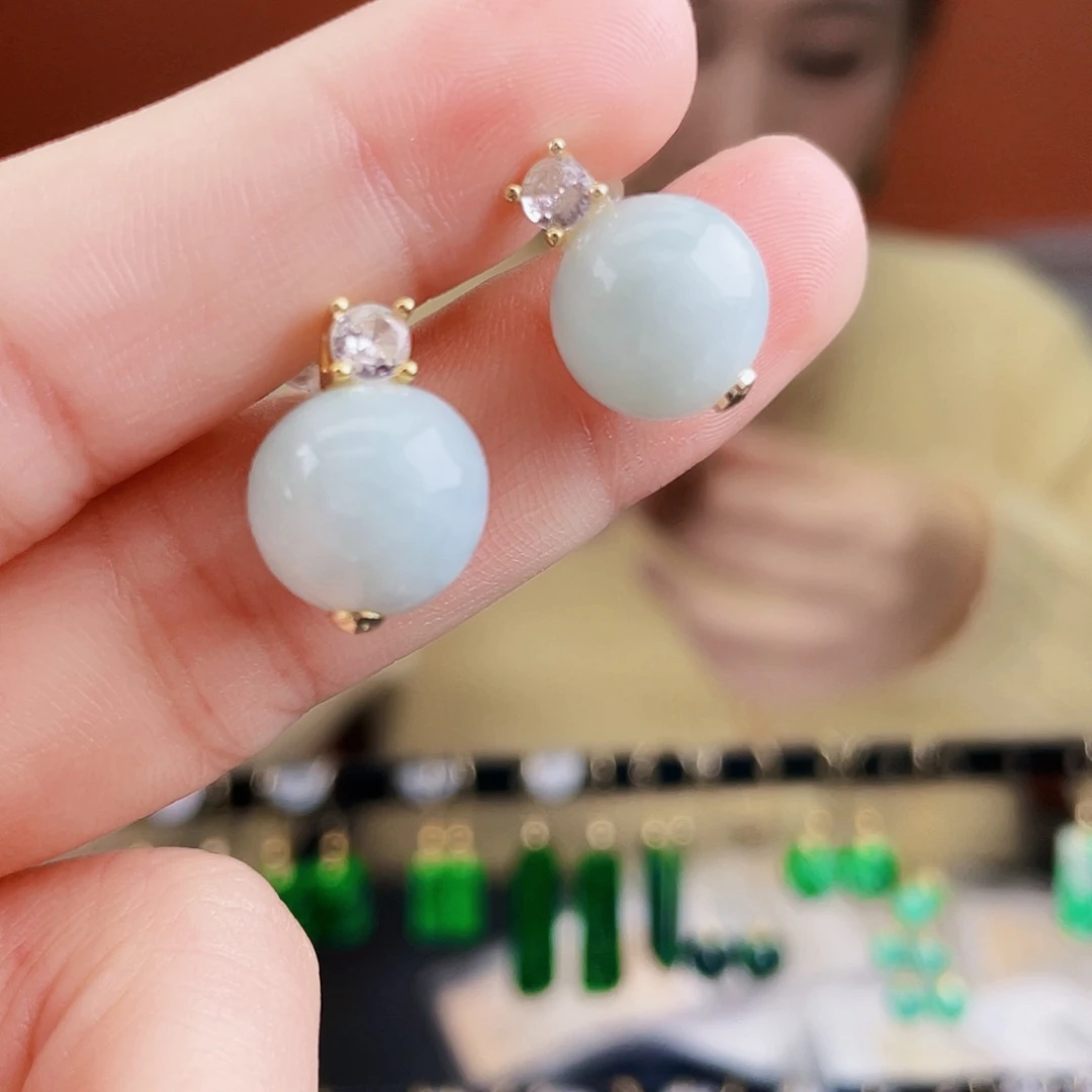 翡翠未镶嵌耳饰饰品