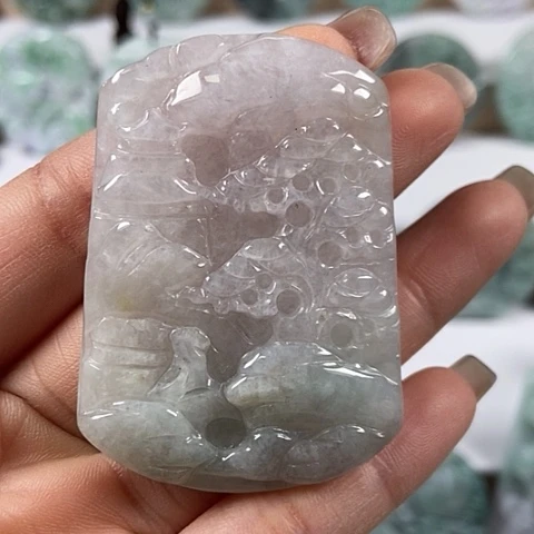 翡翠颈饰未镶嵌山水牌福利