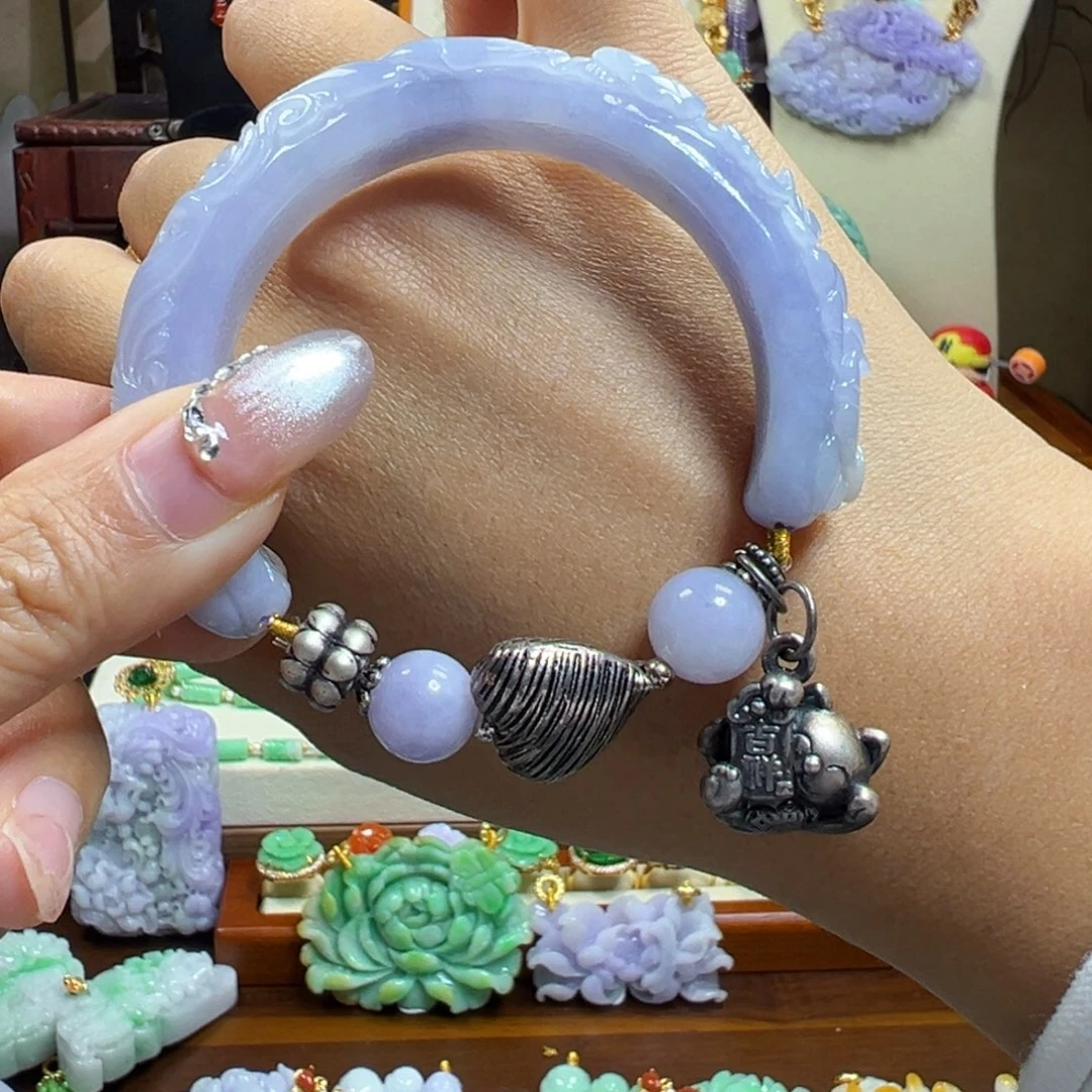 翡翠未镶嵌毛衣链冰妖紫半镯设计