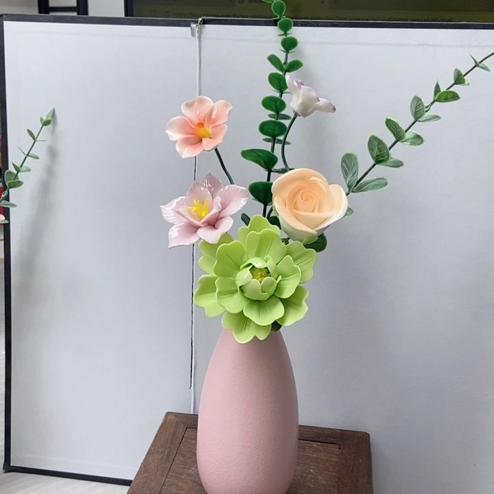 摆件手工制作陶瓷花