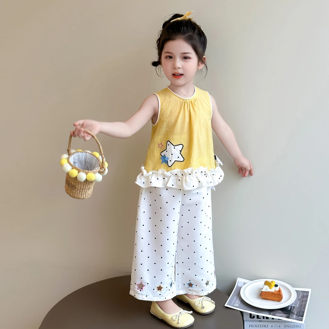 女童夏装套装2025新款儿童衣服洋气时髦女宝宝无袖薄款夏季两件套