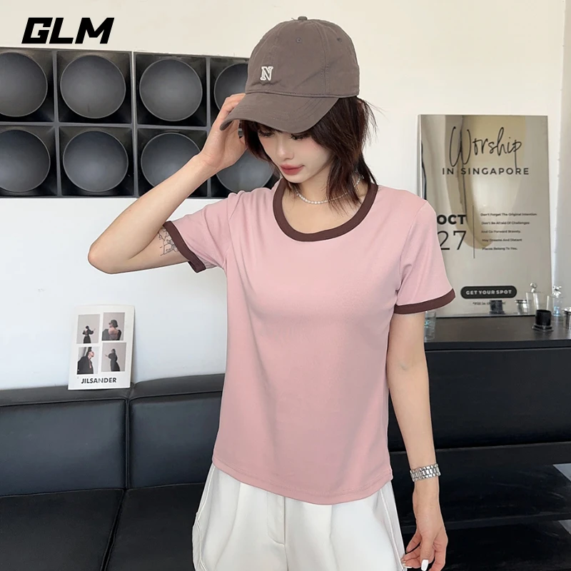 GLM严选！【宽边封神T】春夏时尚百搭简约撞色正肩短袖T女生款-5811