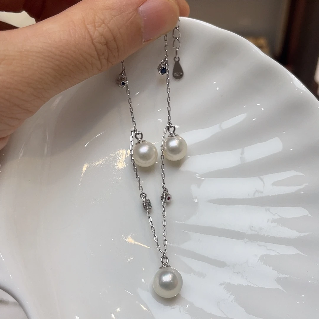 手绳银S925镶嵌海水珍珠