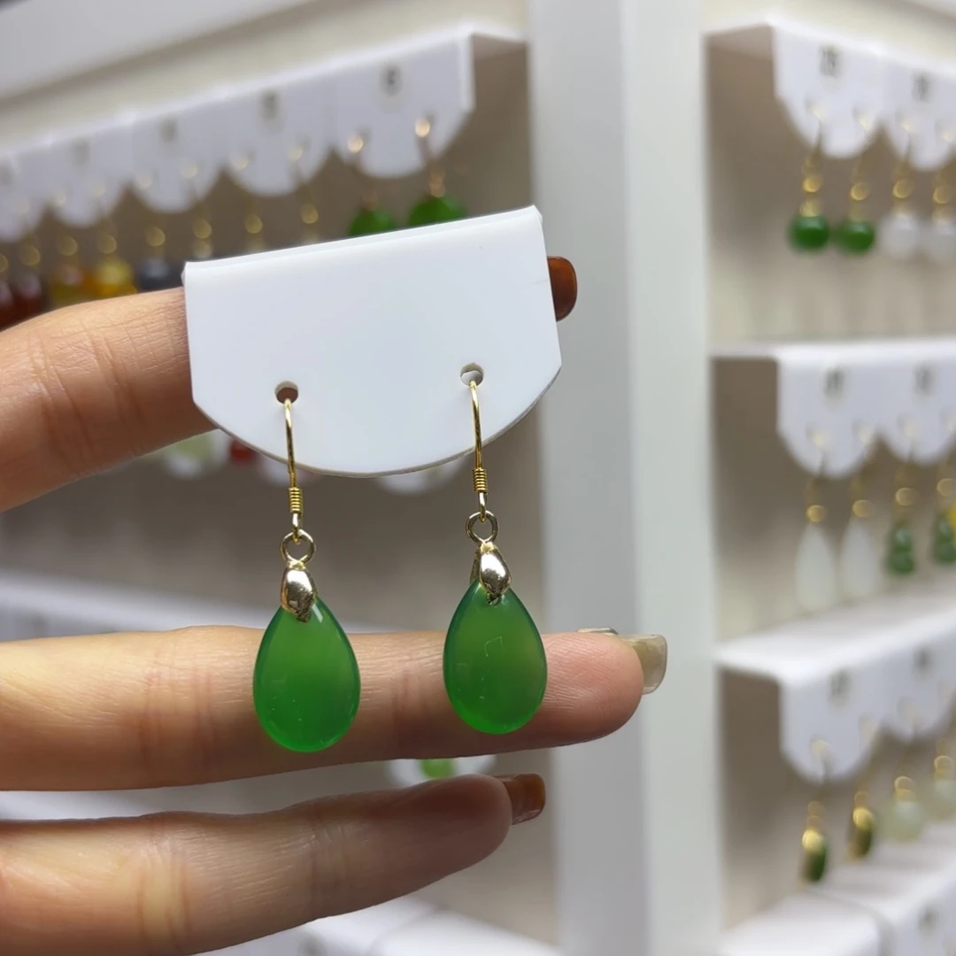 银S925镶嵌耳饰玛瑙/玉髓