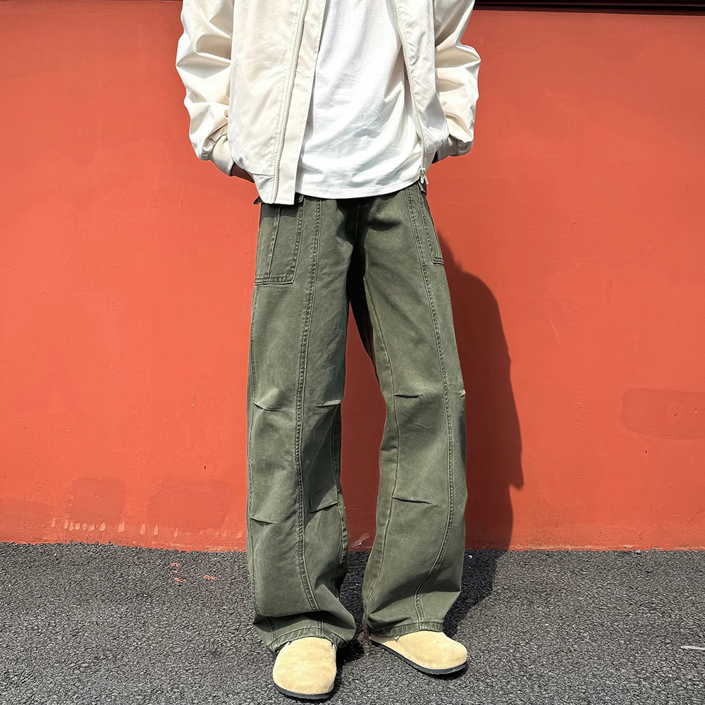美拉德休闲裤男cleanfit宽松直筒水洗复古百搭潮牌工装裤男春夏