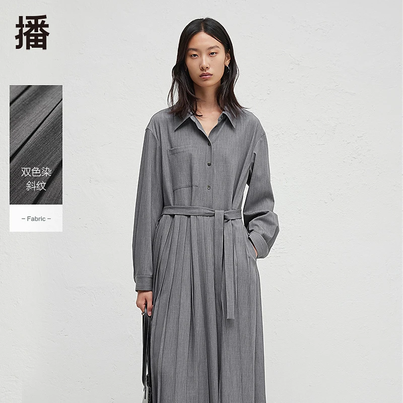 【达人专属】播24秋收腰光泽感圆扣女装连衣裙DDR3LD5025