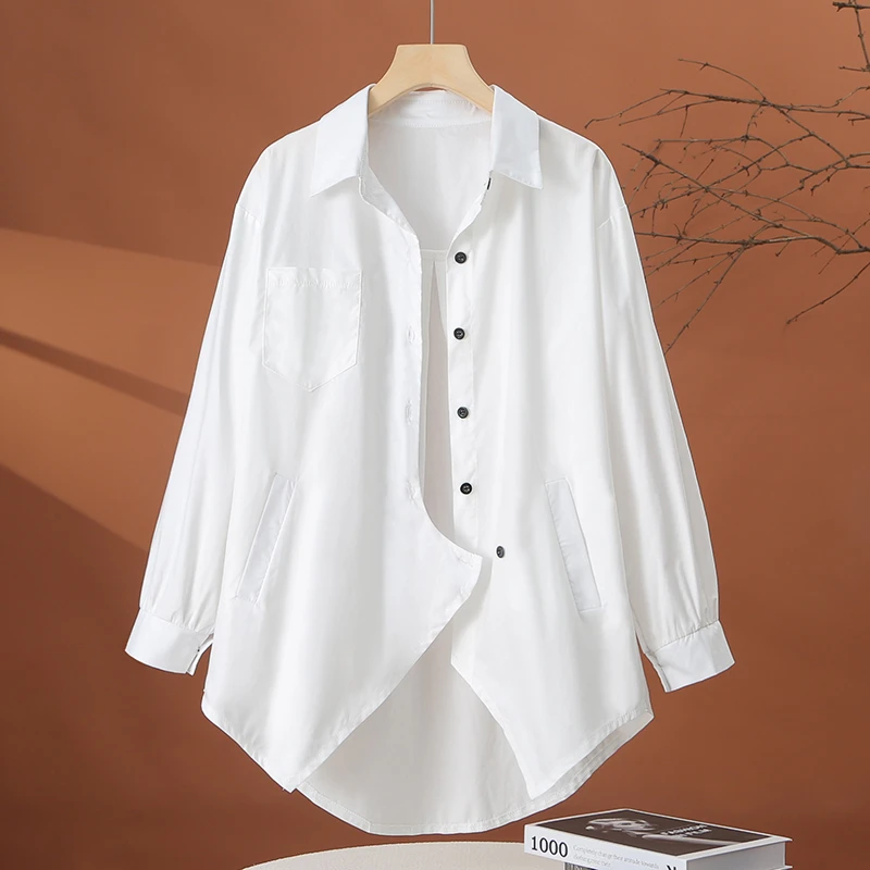 设计感休闲韩版2025年新款春季显瘦大码宽松长袖衬衫打底百搭上衣
