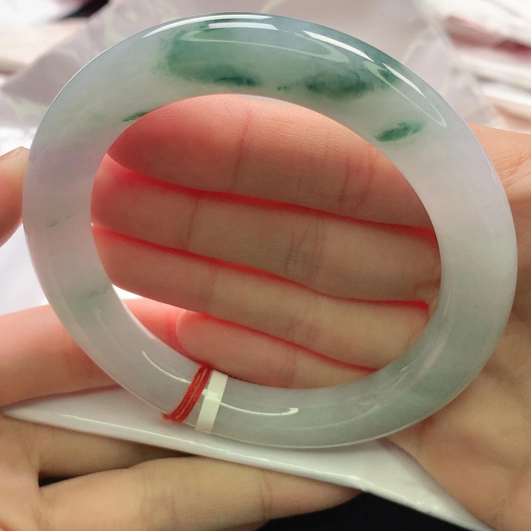 翡翠未镶嵌手镯缅甸5960胖圆完美