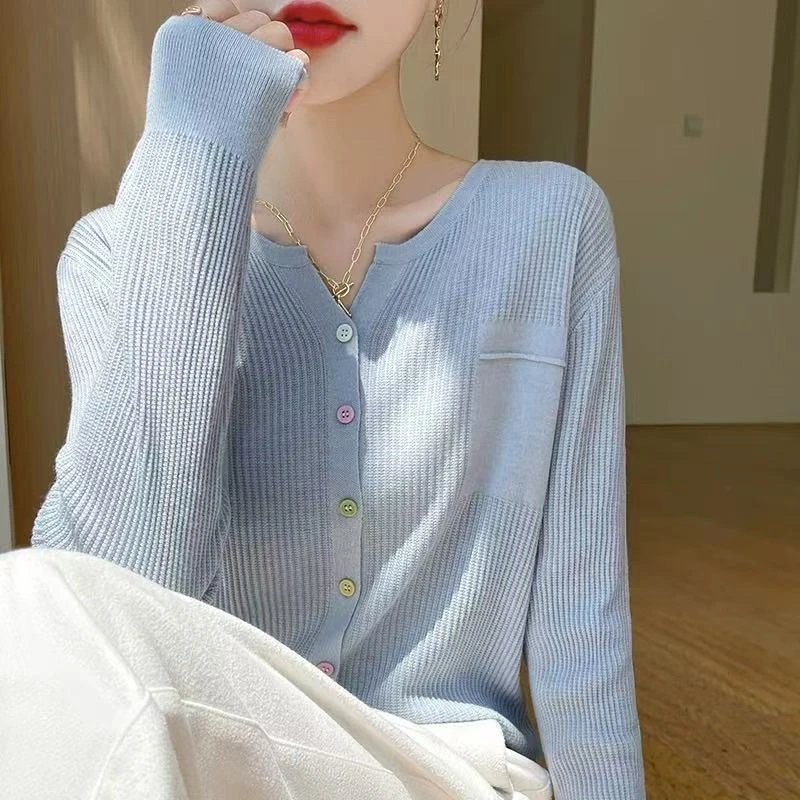 (彩扣)玉姐家法式小香风彩扣气质开衫 新选f990