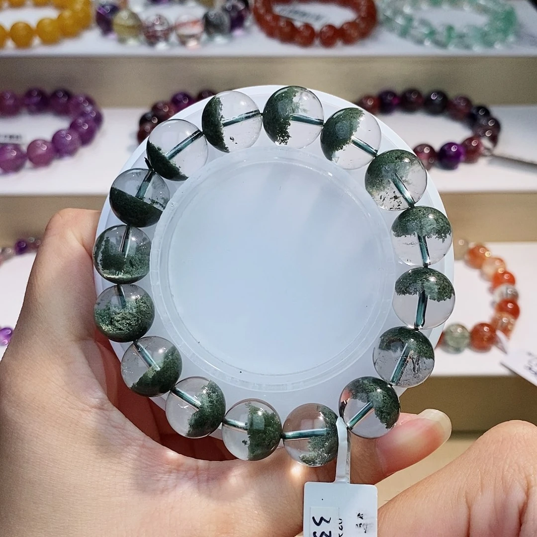 水晶未镶嵌手链聚宝盆绿幽灵12