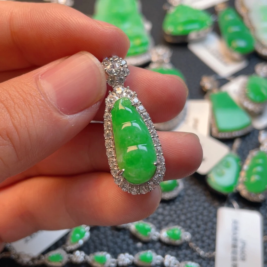 翡翠银S925镶嵌吊坠(不含链)