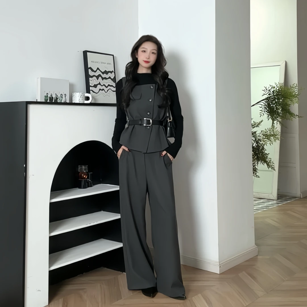 IEF/爱依服一整套穿搭2025秋冬新款韩版通勤气质呢绒上下套长裤