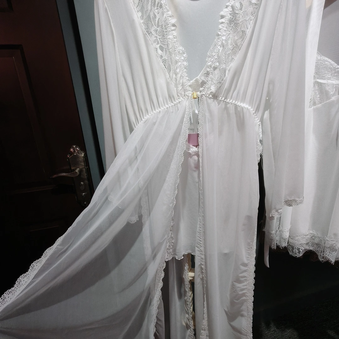 性感仙气飘飘睡裙蕾丝长袖外袍