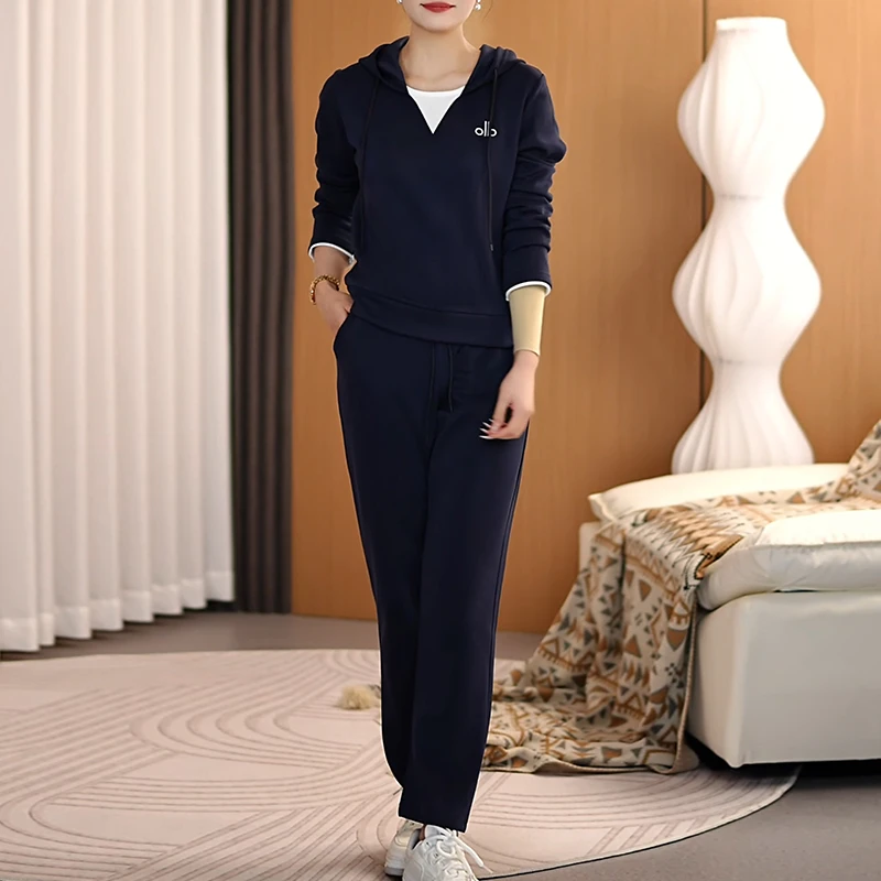 中老年妈妈春秋装休闲运动衣服套装女时尚连帽长袖卫衣长裤两件套