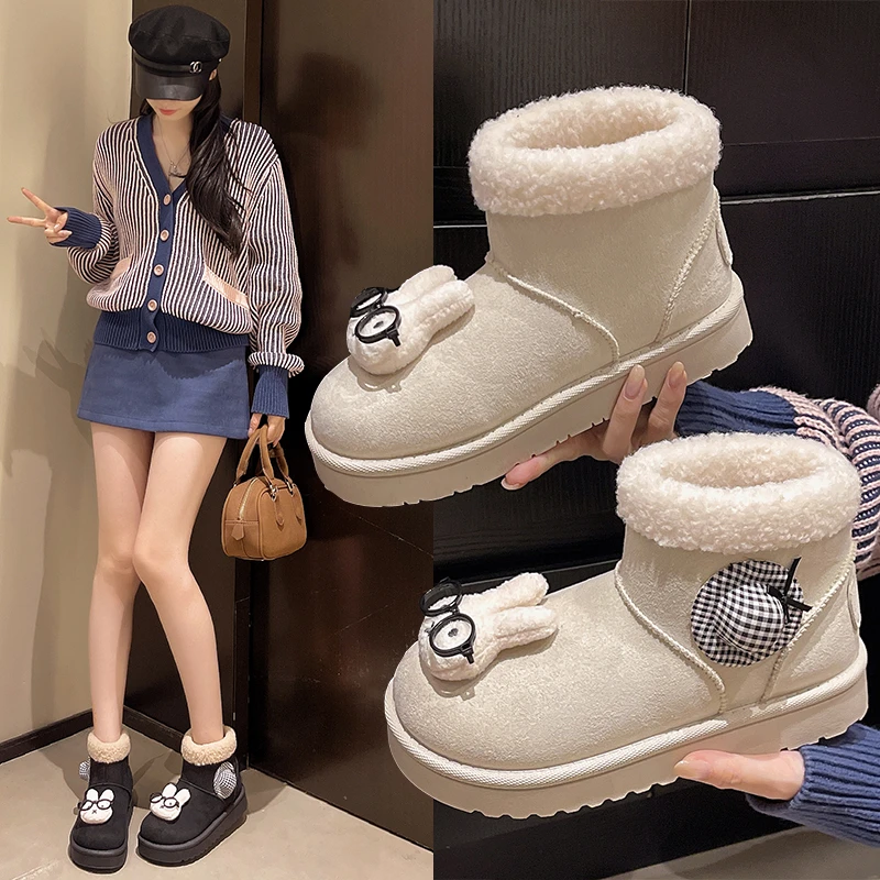 新款2025年高帮磨砂皮短筒防滑时尚雪地靴棉靴秋冬防水棉鞋冬季款