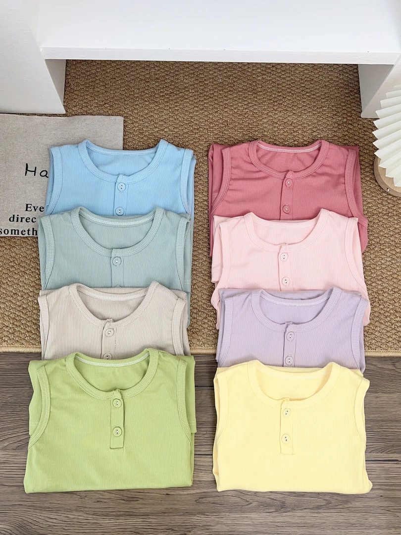 『抱抱polly』清凉夏日·宝宝夏日莱赛尔背心爬纯色高级