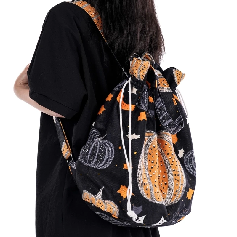 无则艺【糖果大包】星空南瓜百搭复古时尚印花束口单肩双肩包女