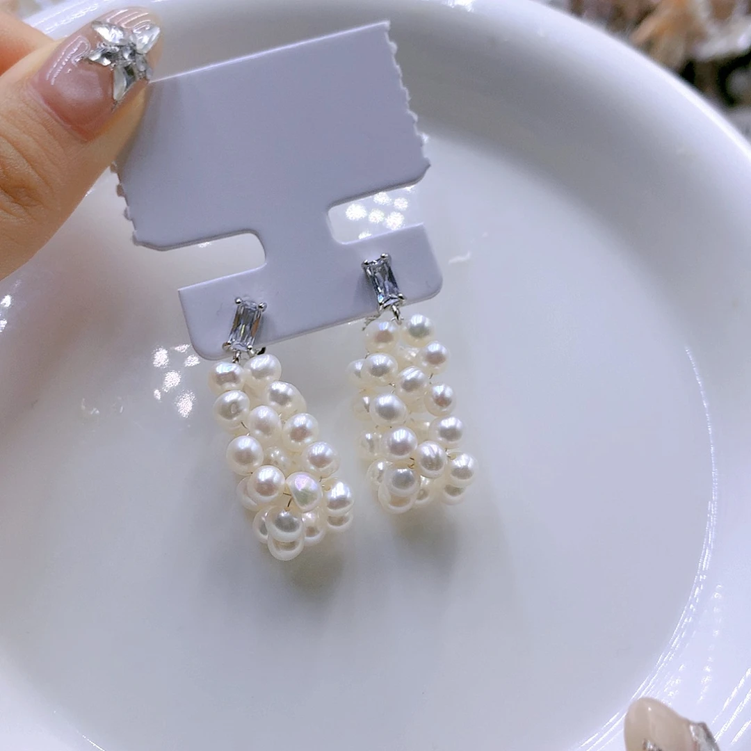 银S925镶嵌耳饰淡水珍珠