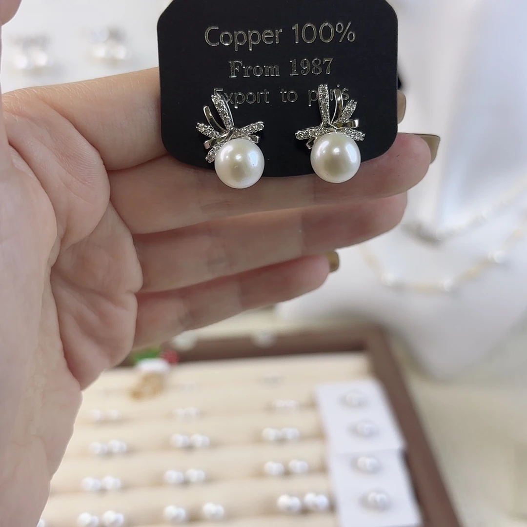 淡水珍珠耳饰合金