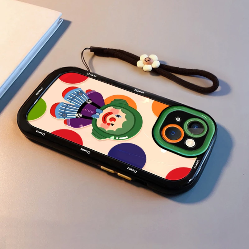 撞色搞怪耳机小丑适用苹果16promax手机壳iPhone15少女14新款13创