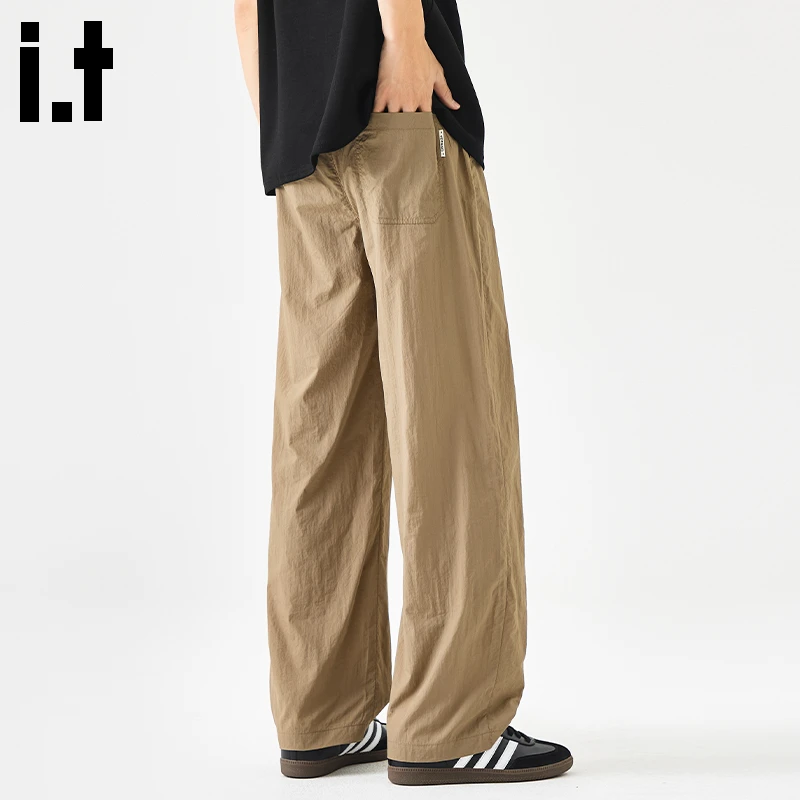 i.t:CHOCOOLATE速干休闲裤男士2025夏季新款宽松垂感直筒百搭长裤