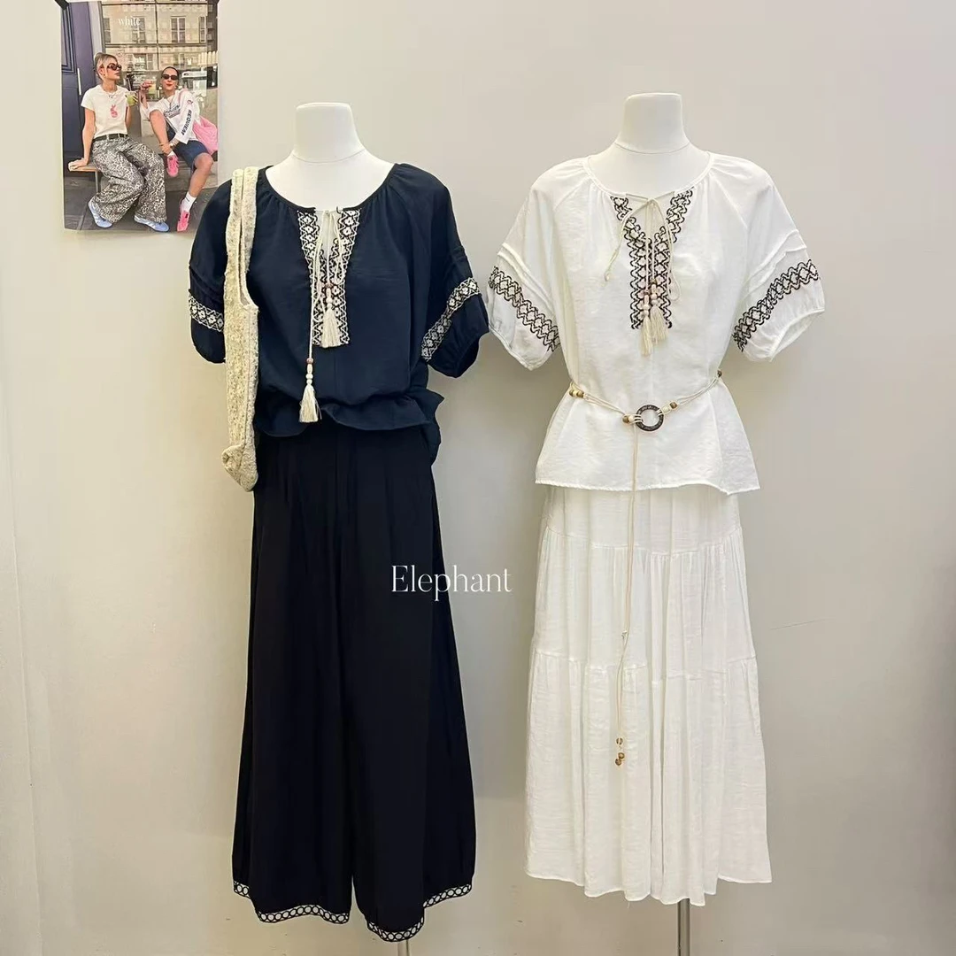 大象@8617 韩系小设计拼色小衫上衣（衣长56）