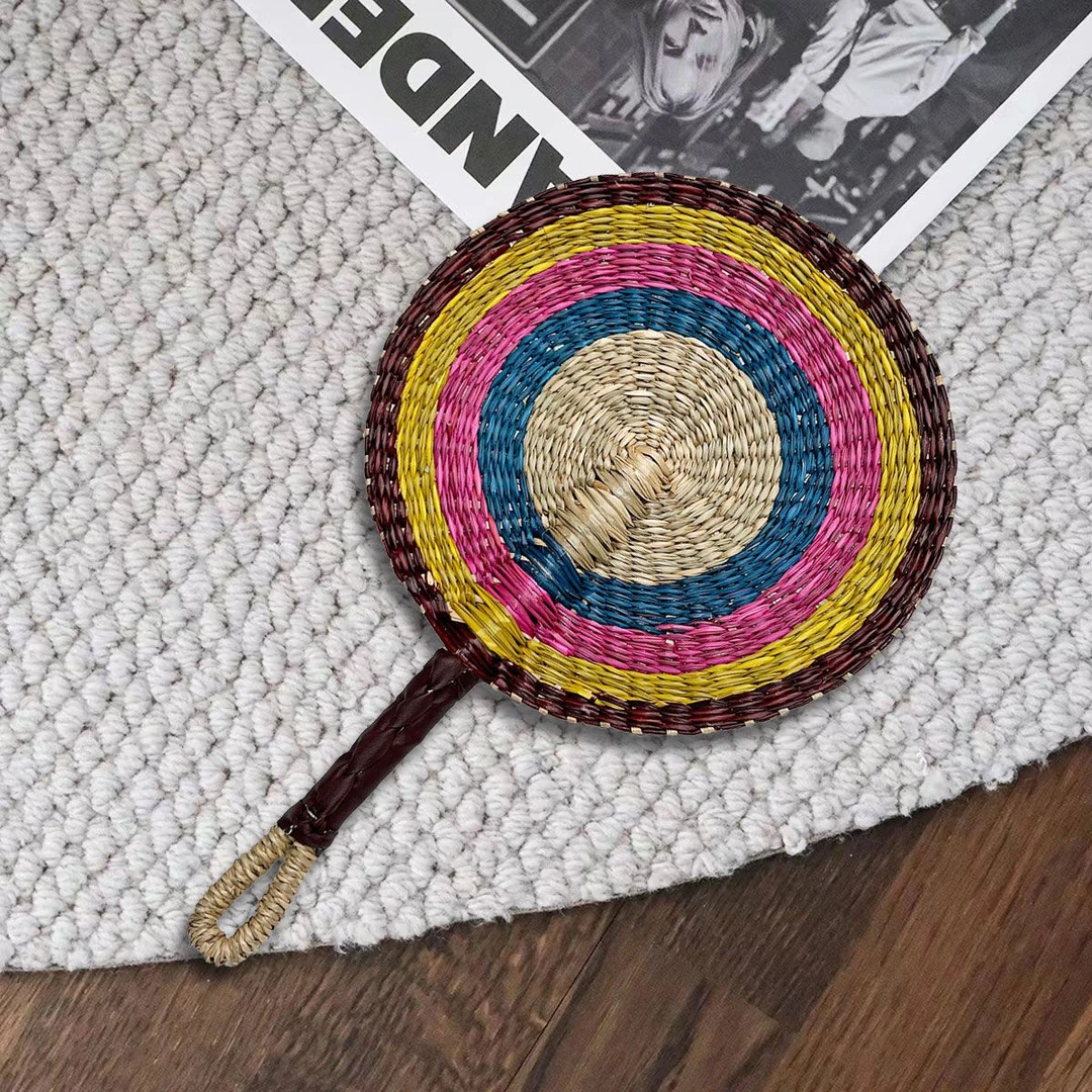 手工编织复古风手摇扇墙饰装横扇家居日用夏日纳凉扇子24*38cm