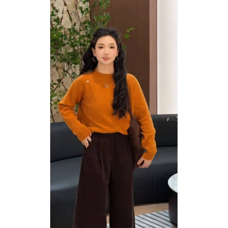 欧货2025秋冬新款针织毛衣小个子穿搭洋气休闲百搭上衣女