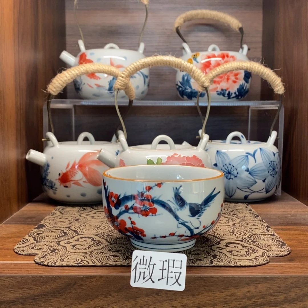 釉下彩老陶泥手工绘制