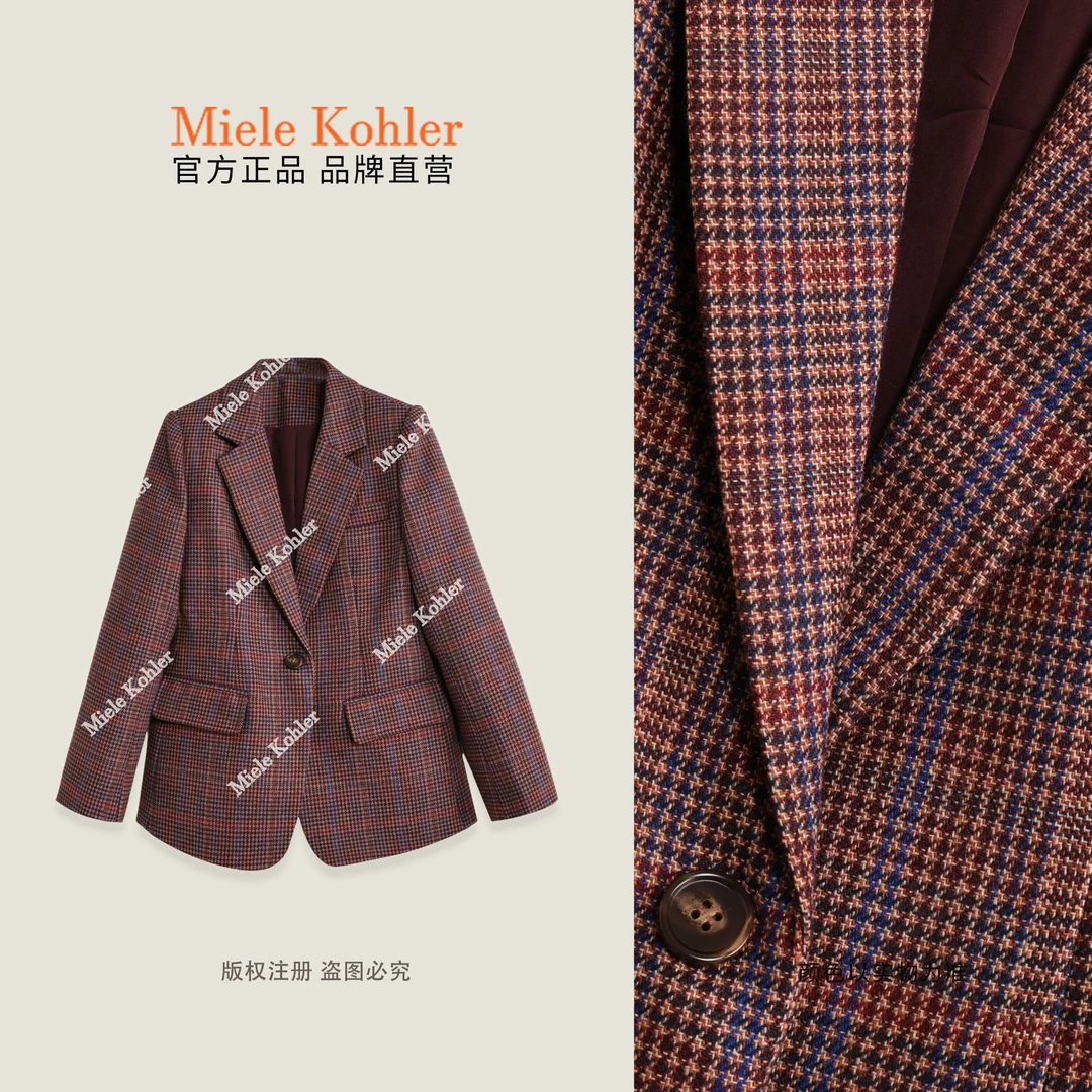 【伦敦影集】秋季新款英伦风羊毛西装外套MKAQ81676【澳门小源同款】
