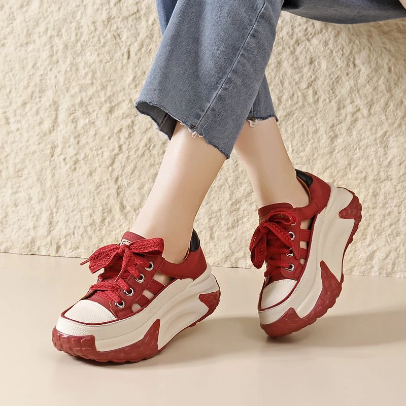 V03夏季老爹鞋防水台镂空时尚休闲鞋百搭女鞋春季ins复古韩版