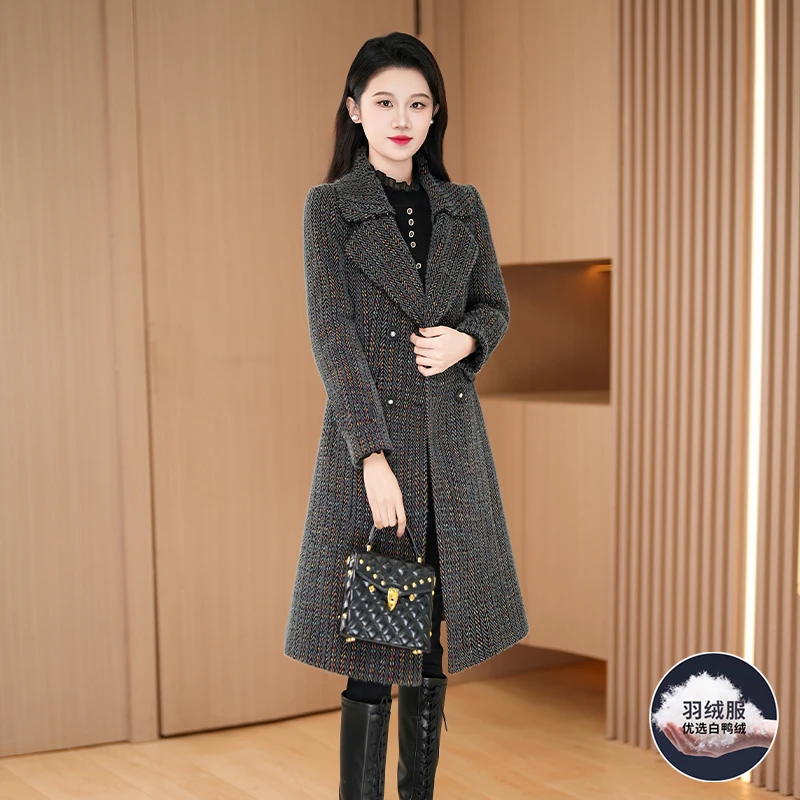 【羽绒服】优雅新款气质时尚减龄休闲收腰显瘦毛呢羽绒服23822-DXD