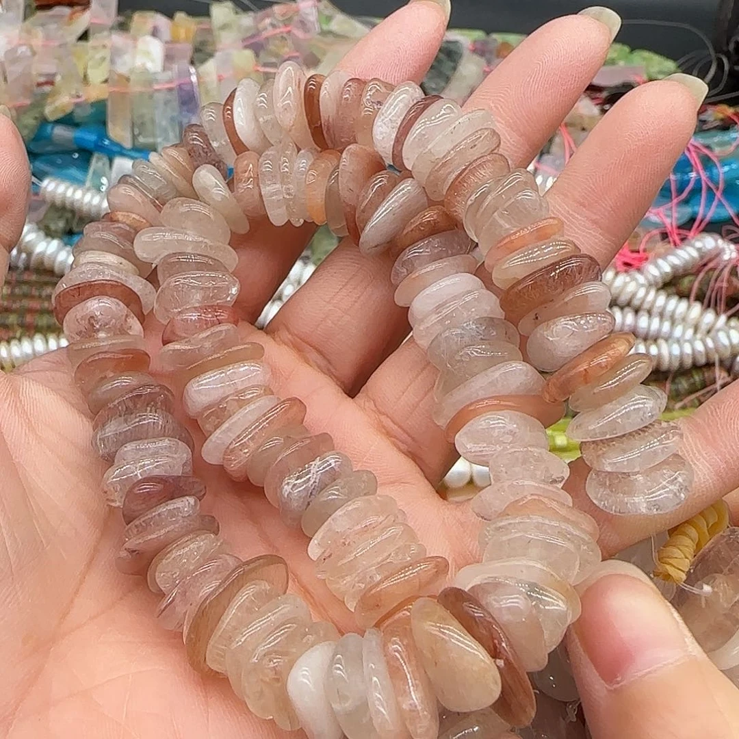 玛瑙/玉髓合金珠宝半成品红兔毛10-12mm一条