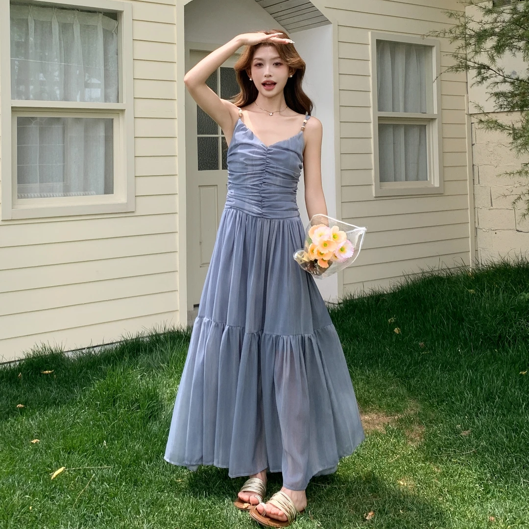 2025夏季新款减龄显瘦浪漫连衣裙女复古绝美多巴胺小个子仙女裙