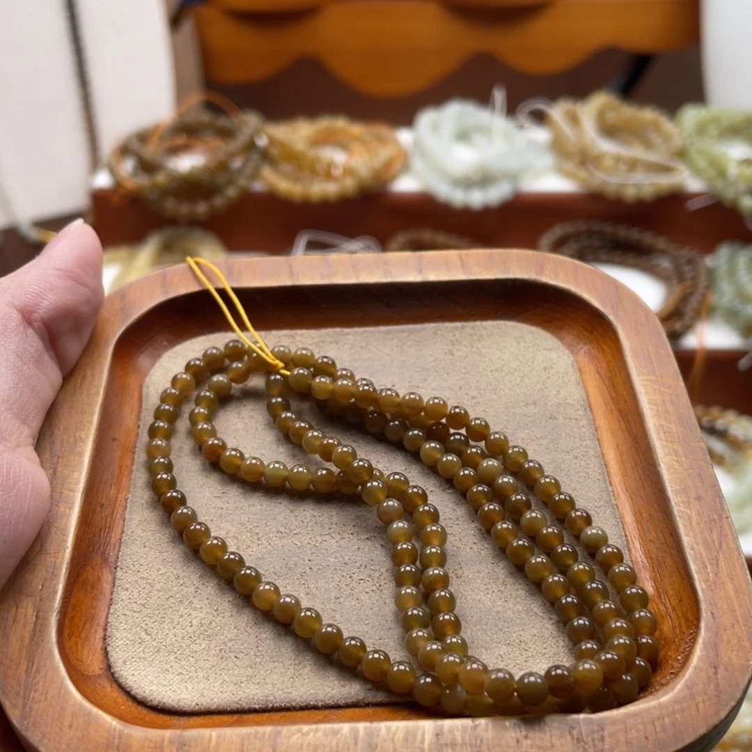 和田玉未镶嵌毛衣链珠串4mm